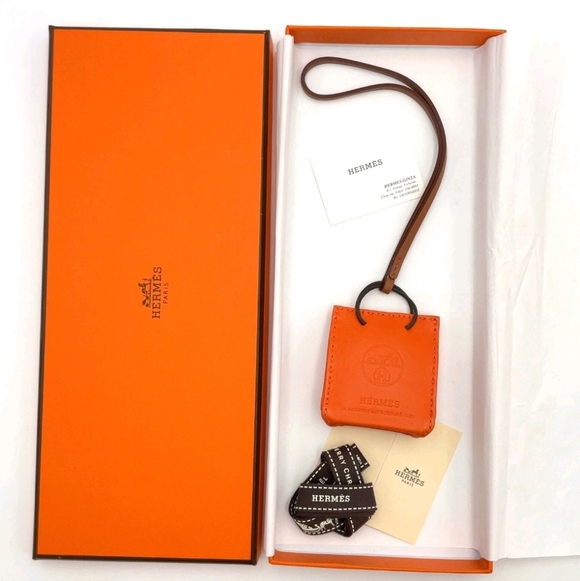 🔥 Hermès Sac Anjou Milo Shopper Bag Orange Y Engraved Bag Charm + Wrapping - Picture 1 of 16